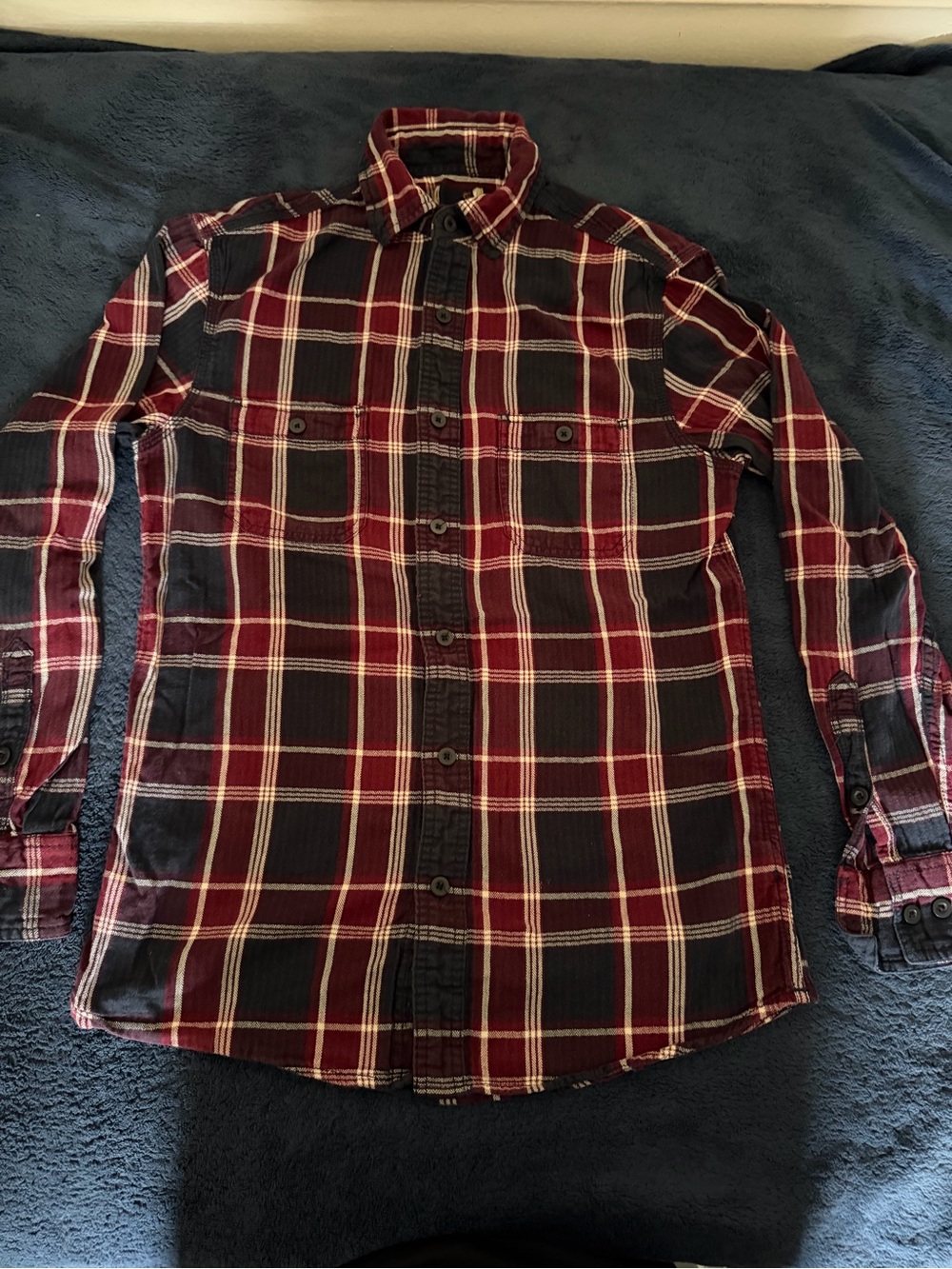 Red and Black Plaid Button-Up Shirt